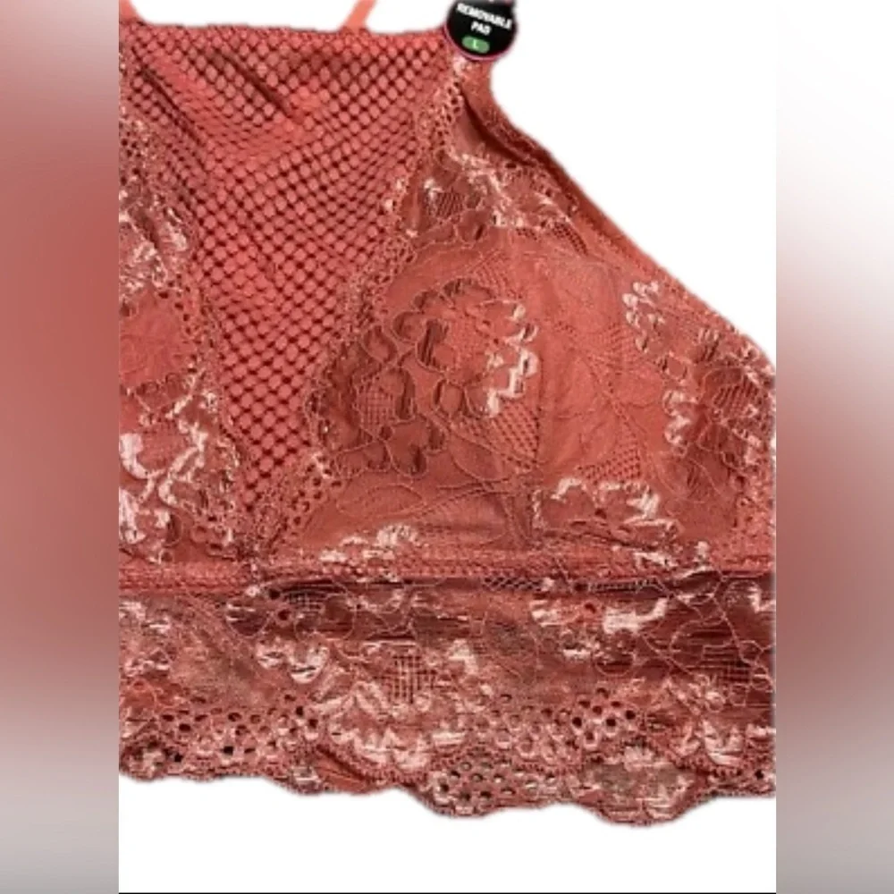 Women’s Size Large & medium Bra Padded Pink Lace Lingerie Rene Rofe Nylon $28 - Picture 7 of 7